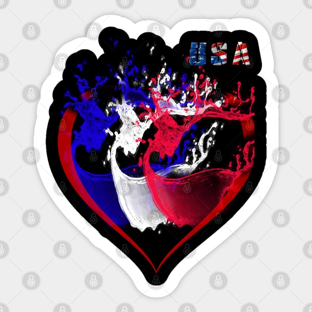 4th of July- USA heart Sticker by momo1978